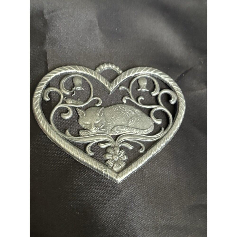 Sleeping Cat Pewter Ornament Unpainted By Wilhelm Schweizer 2 3/4" x2" Cat Art